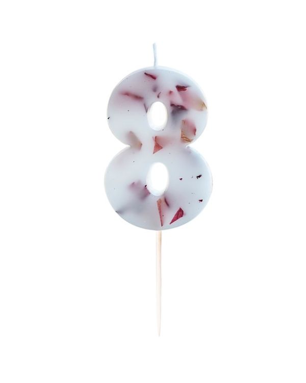 Pressed Petal Number 8 Candle - 9cm