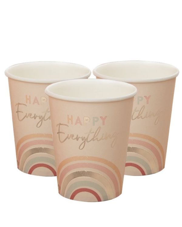Happy Everything Natural Rainbow Birthday Party Cups (8pk)