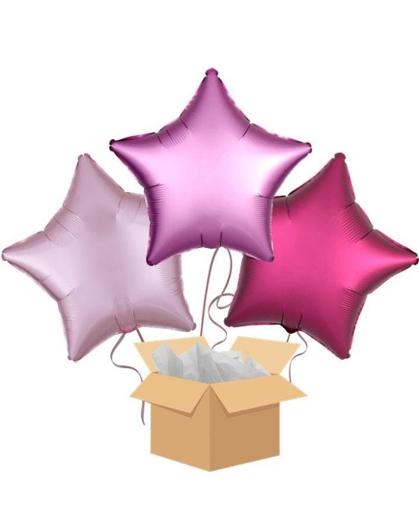 Pink Star Mix Balloon Bouquet - Delivered Inflated