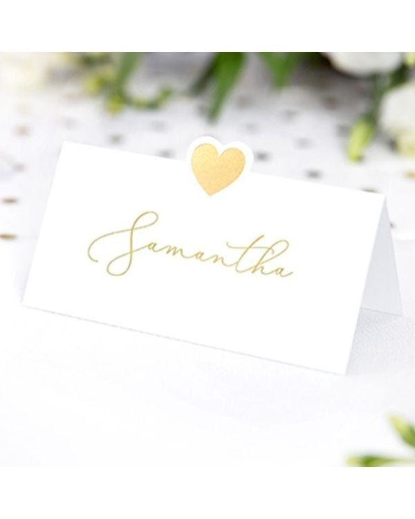 Gold Heart Wedding Place Cards (10pk)