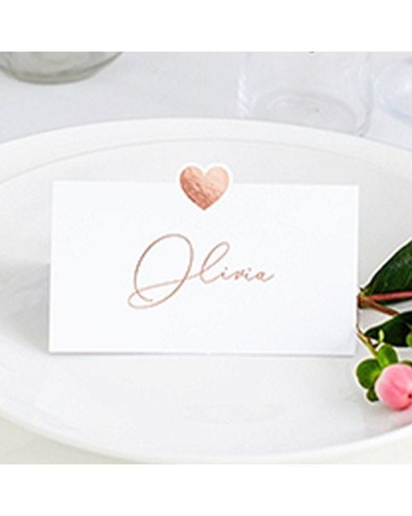 Rose Gold Heart Wedding Place Cards (10pk)