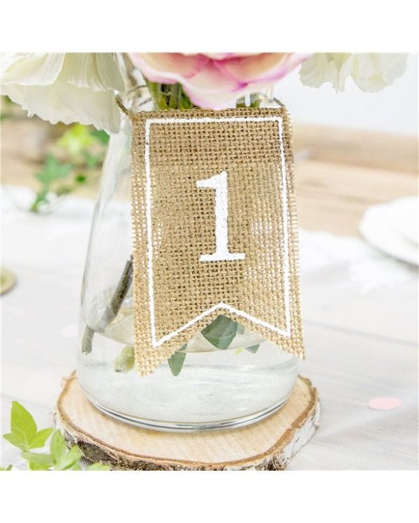 Rustic Hessian Table Numbers - 1-20 (20pk)