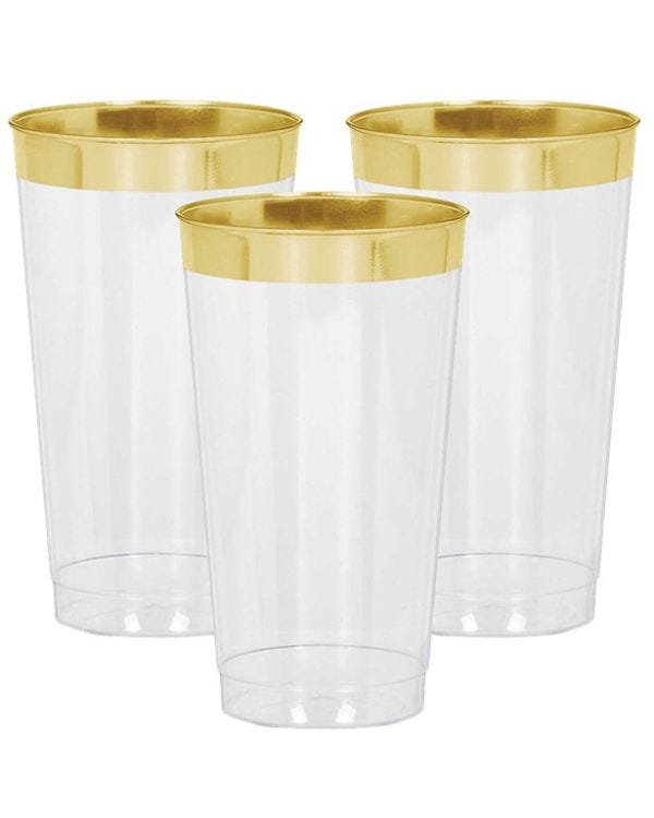 Premium Gold Trim Plastic Tumbler - 454ml (16pk)