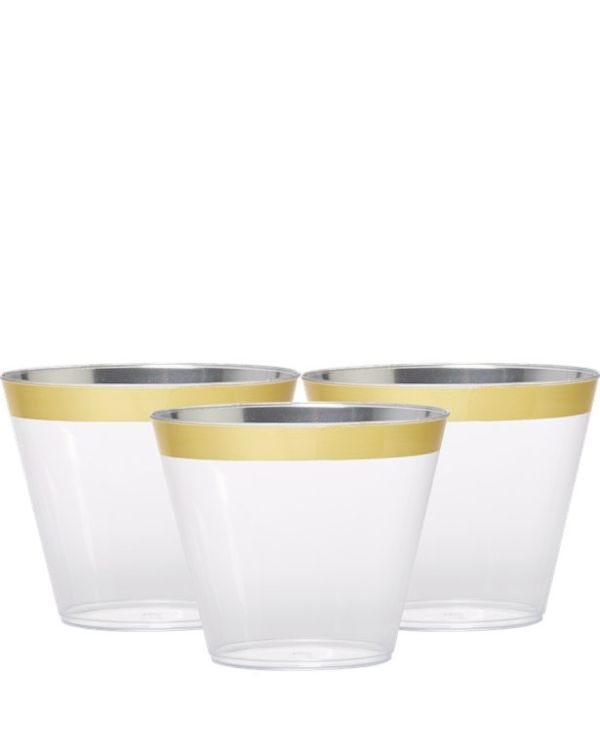 Premium Gold Trim Plastic Tumbler - 266ml (24pk)