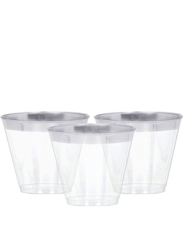 Premium Silver Trim Plastic Tumbler - 266ml (24pk)