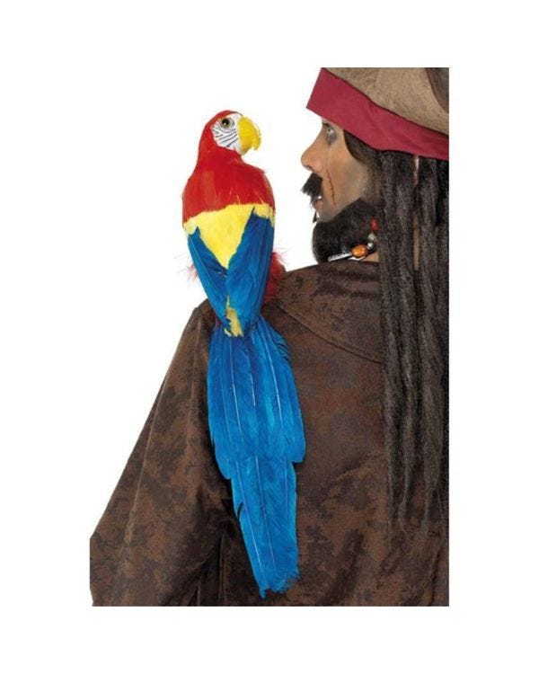 Feathered Parrot with Elastic Holder - 50cm