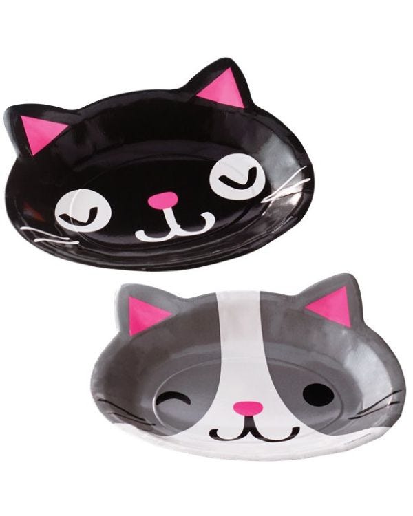 Purr-fect Party Assorted Cat Design Paper Plates - 23cm (8pk)