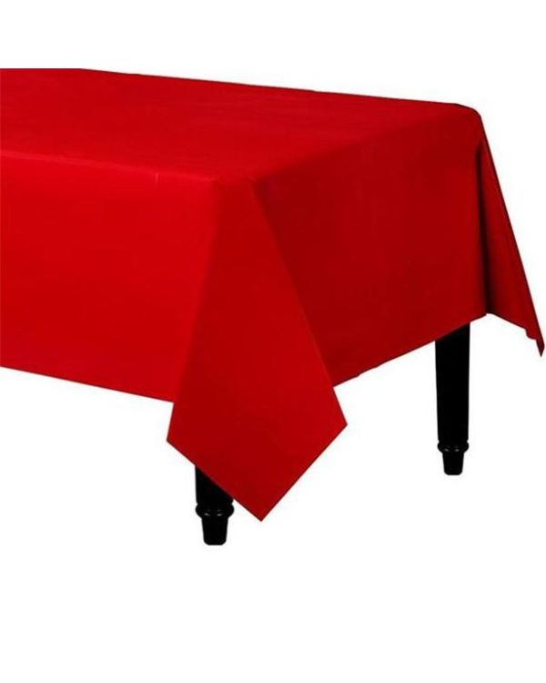 Red Plastic Table Cover - 1.4m x 2.8m