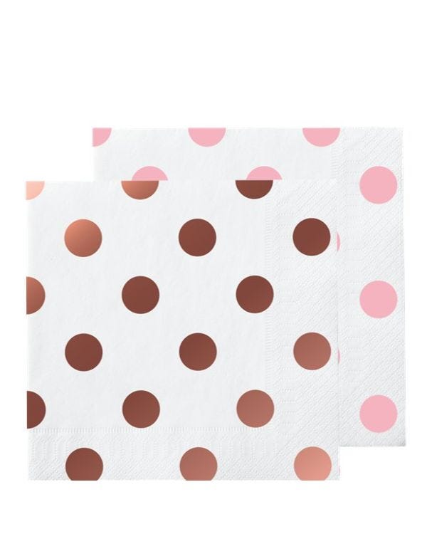 Rose Gold Dot Beverage Paper Napkins - 25cm (16pk)