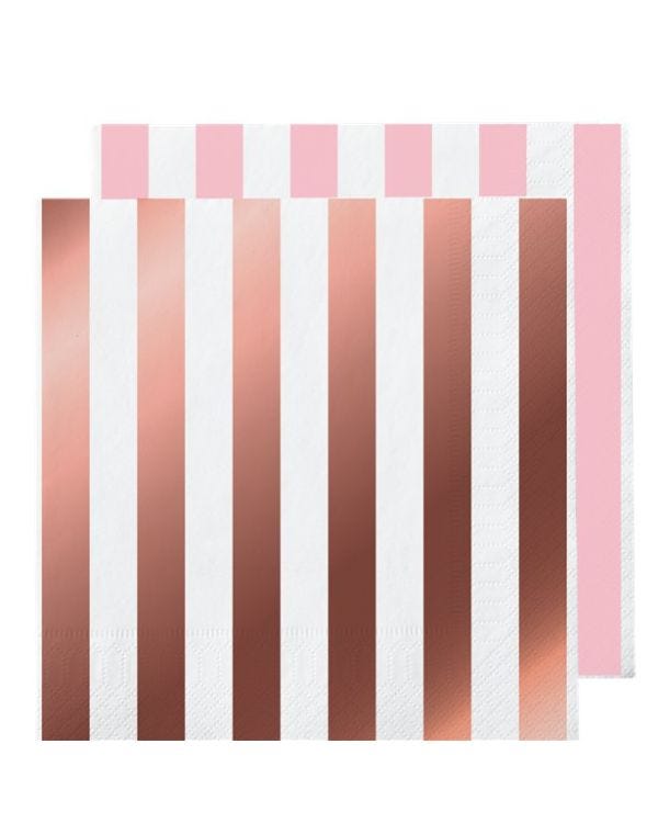 Rose Gold Stripe Paper Napkins - 33cm (16pk)