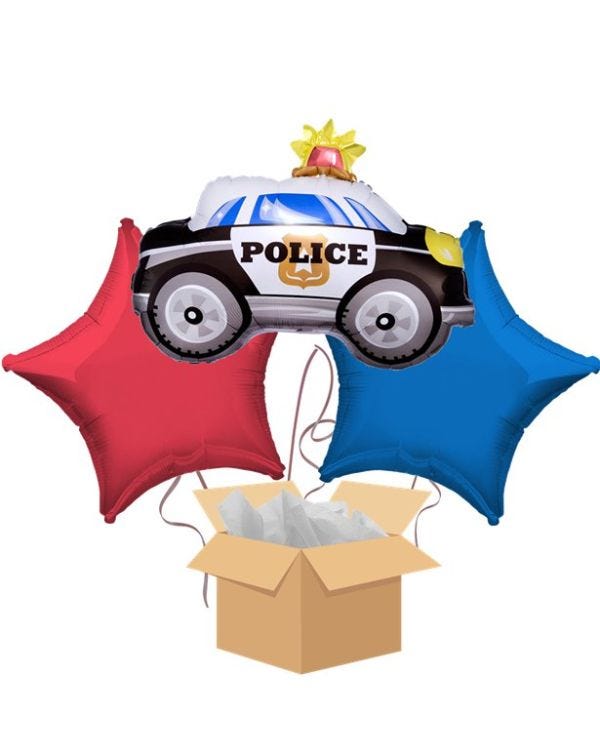 Police Car Balloon Bouquet - Delivered Inflated
