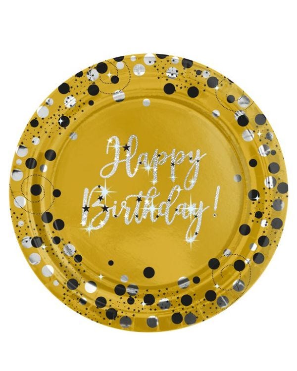 Sparkling Celebration Happy Birthday Paper Plate - 23cm (8pk)