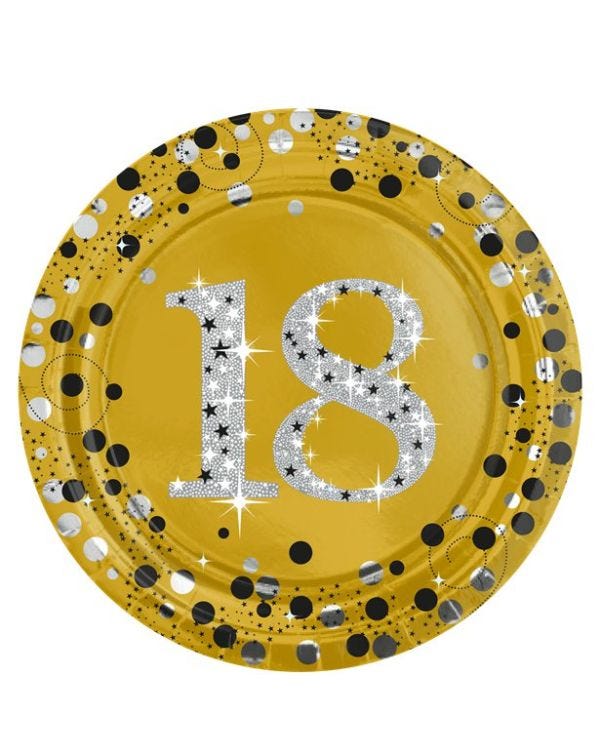 Sparkling Celebration 18th Paper Plate - 23cm (8pk)