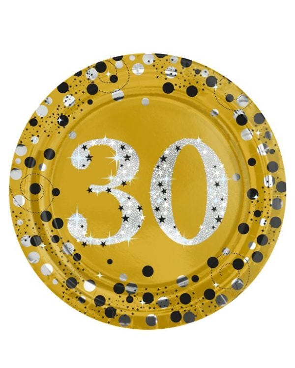Sparkling Celebration 30th Paper Plate - 23cm (8pk)