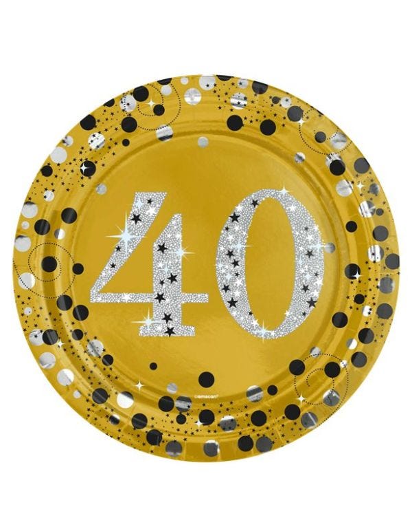 Sparkling Celebration 40th Paper Plate - 23cm (8pk)