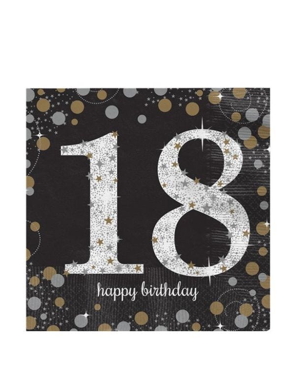 Sparkling Celebration 18th Birthday 2ply Paper Napkins - 33cm (16pk)