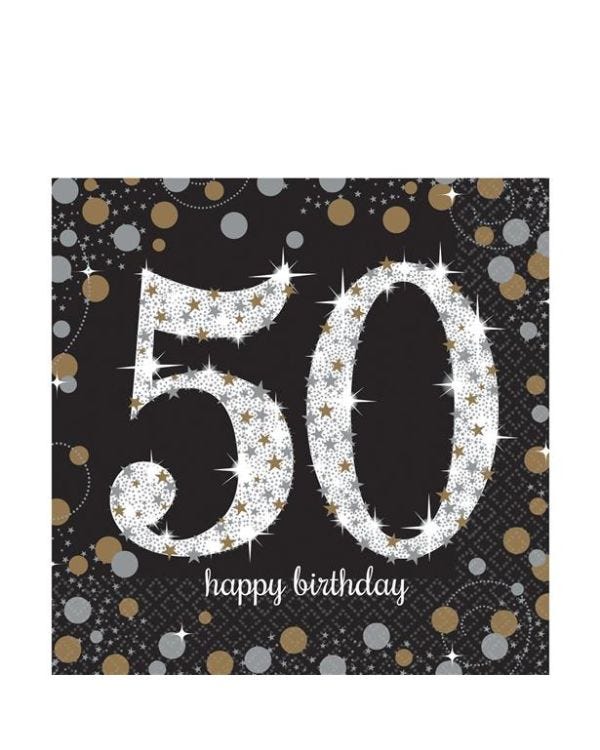 Sparkling Celebration 50th Birthday 2ply Paper Napkins - 33cm (16pk)