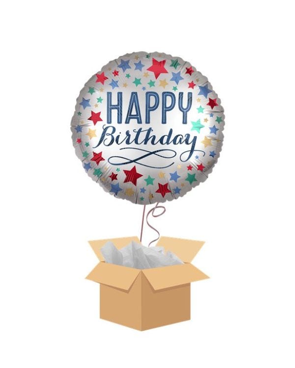 Happy Birthday Stars Balloon - Delivered Inflated