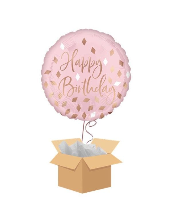 Blush Happy Birthday Balloon - Delivered Inflated
