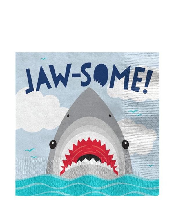 Shark Party Paper Napkins - 33cm (16pk)