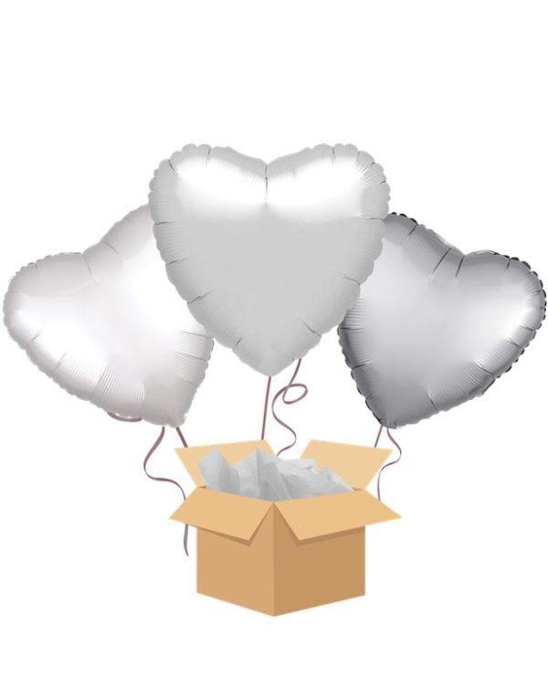 Silver Hearts Balloon Bouquet - Delivered Inflated