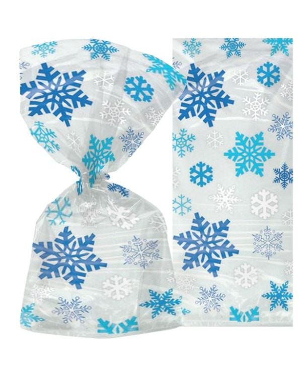 Snowflake Christmas Cello Bags - 30cm (20pk)