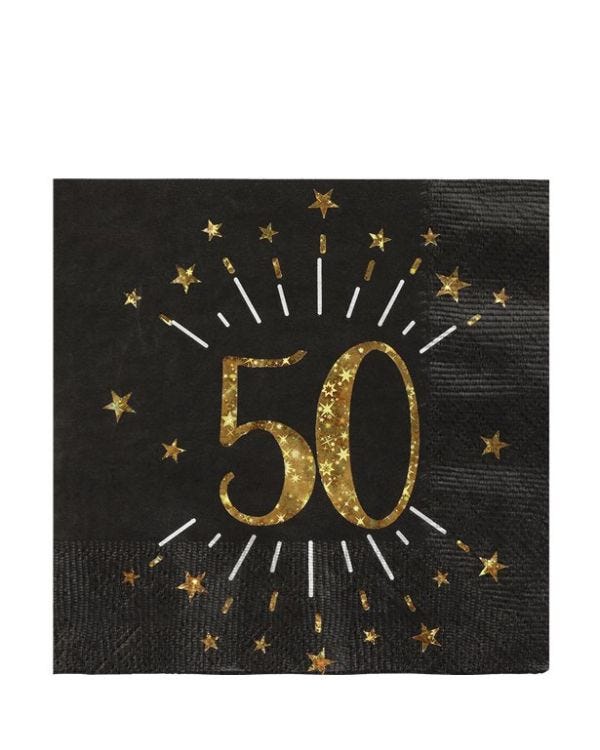 Sparkling Gold 50th Napkins - 25cm (10pk)
