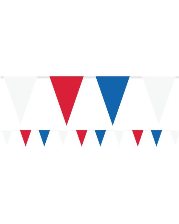 Red, White &amp; Bue Plastic Pennant Bunting - 5m