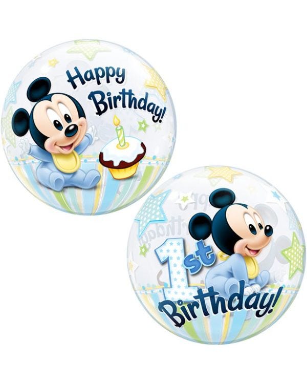 Mickey Mouse 1st Birthday Bubble Balloon - 22&quot;