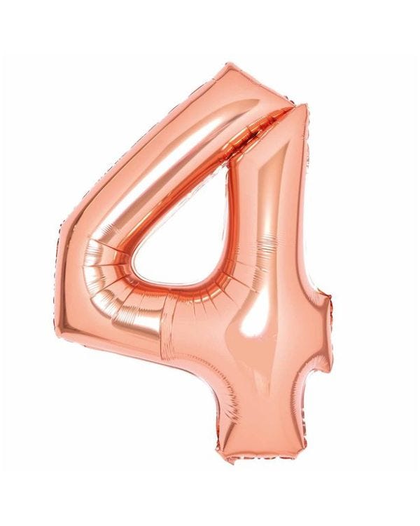 Number 4 Rose Copper Foil Balloon - 34&quot;