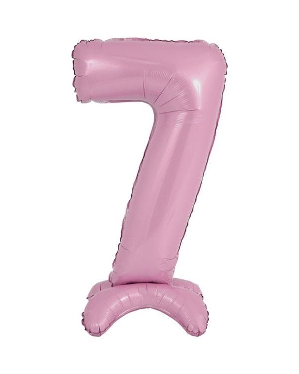 Number 7 Standing Pastel Pink Balloon - 25&quot; Foil
