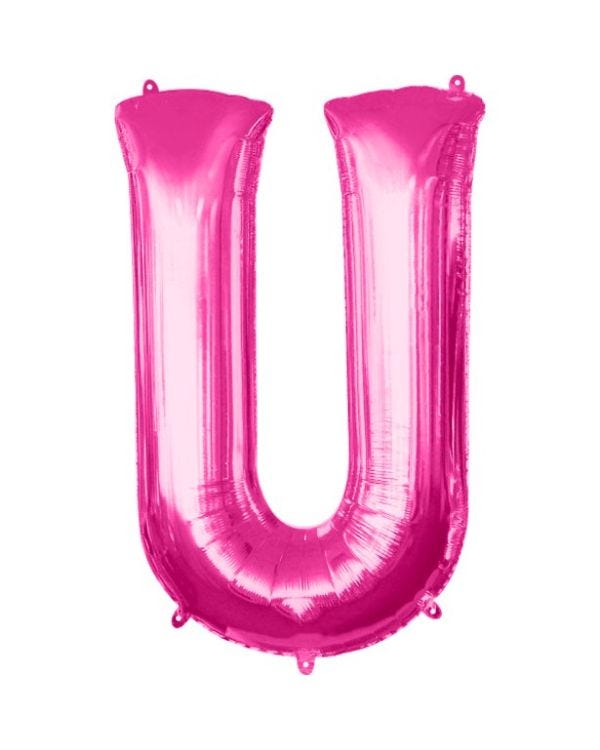 Pink Letter U Balloon - 34&quot; Foil