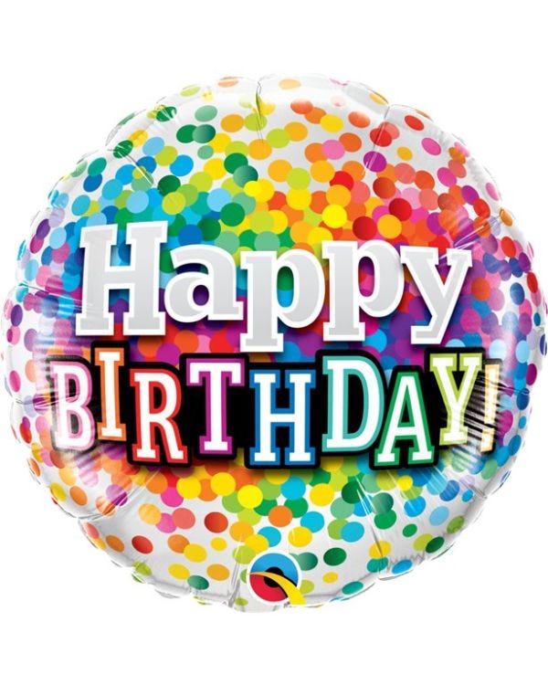 Happy Birthday Rainbow Confetti Balloon - 18&quot; Foil