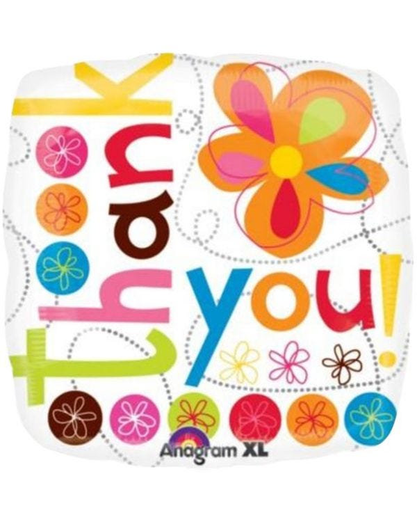 Thank You Colourful Flowers Balloon - 18&quot; Foil