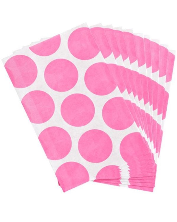 New Pink Polka Dot Paper Sweet Bags - 17cm (10pk)
