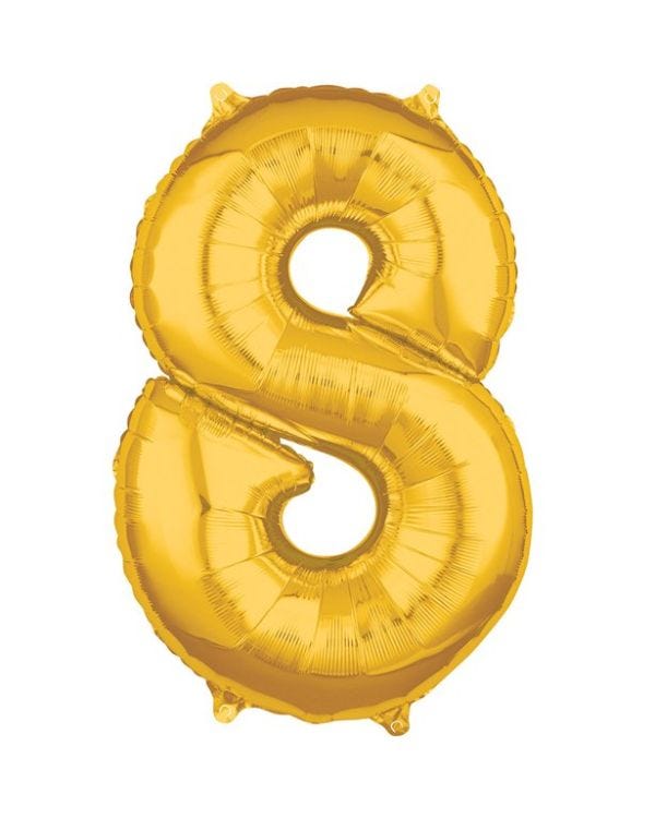 Gold Number 8 Balloon - 26&quot; Foil