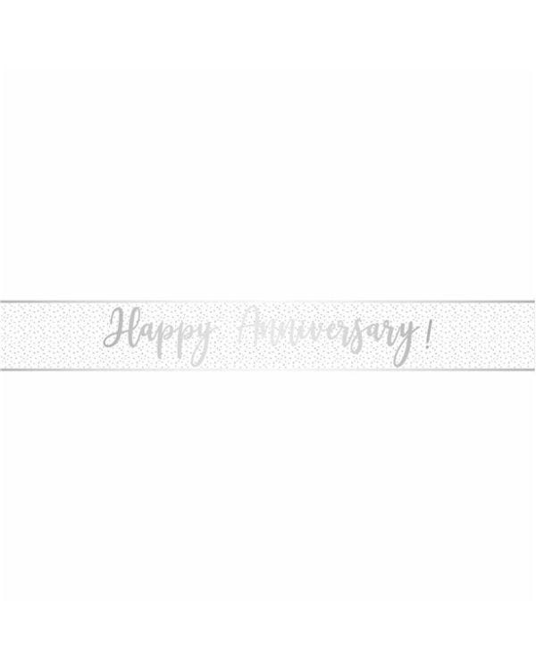Happy Anniversary Silver Foil Banner - 1.74m