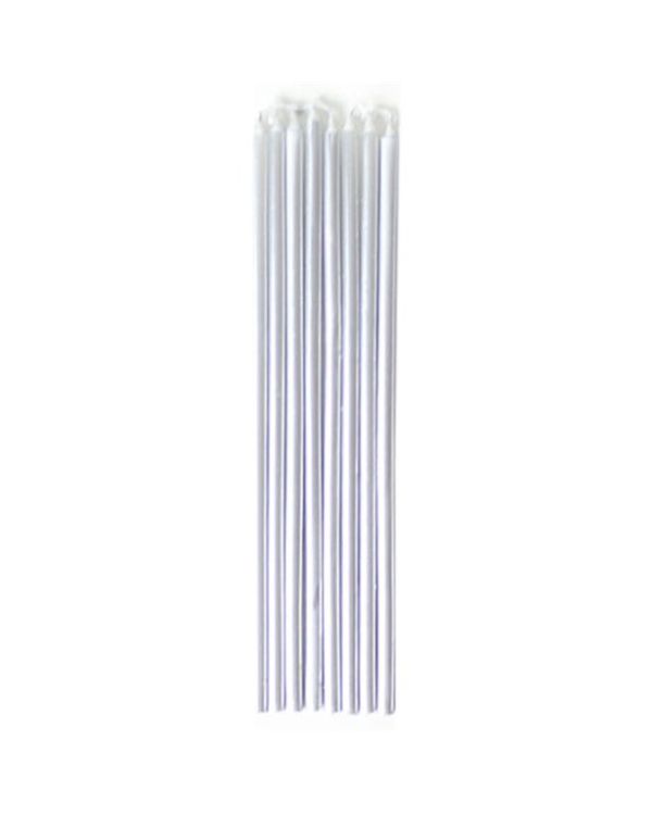 Silver Tall Candles - 16cm (10pk)