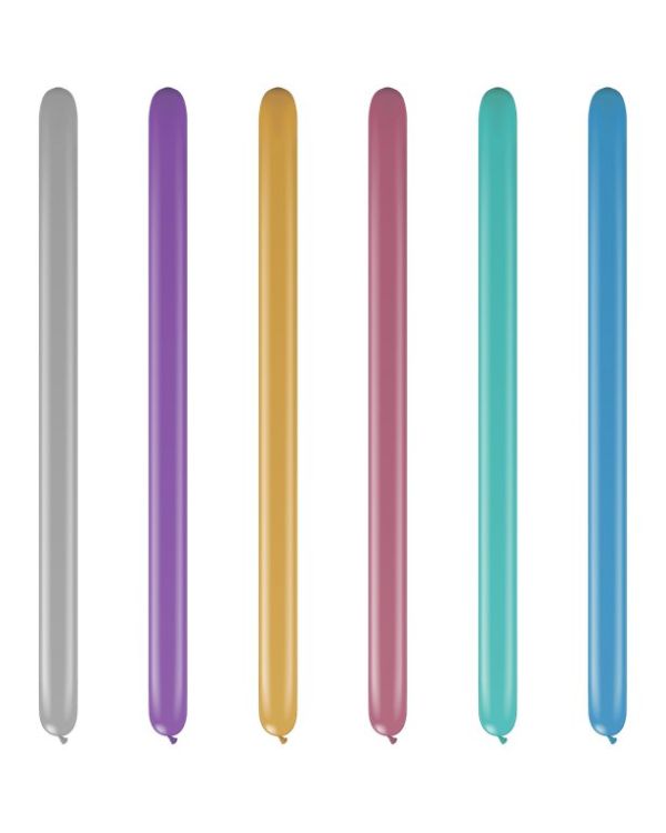 Assorted Chrome Modelling Balloons - 260Q Latex (100pk)