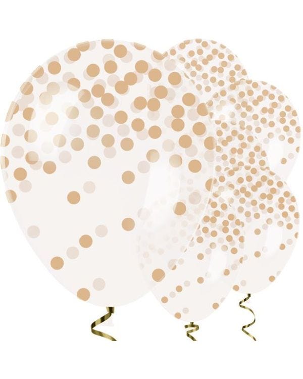 Gold Confetti Printed Clear Latex Balloons - 11&quot; (6pk)