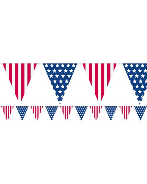 USA American Flag Plastic Bunting - 3.7m