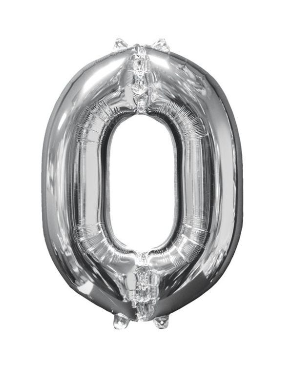 Silver Number 0 Balloon - 26&quot; Foil