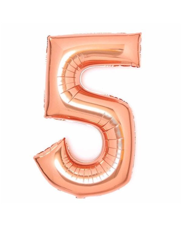 Number 5 Rose Copper Foil Balloon - 34&quot;
