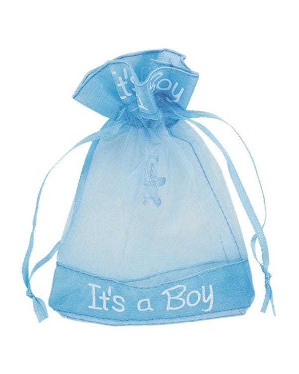 It&#039;s A Boy&#039; Organza Pouch - 9.5cm x 13cm (10pk)