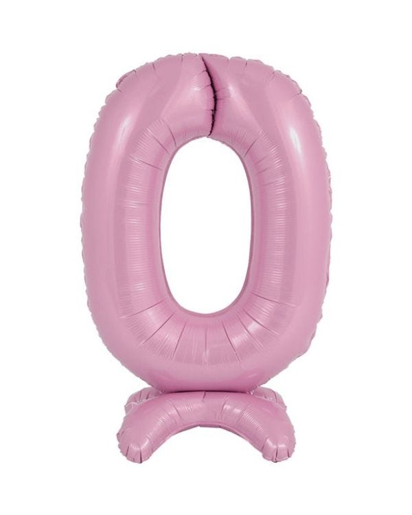 Number 0 Standing Pastel Pink Balloon - 25&quot; Foil