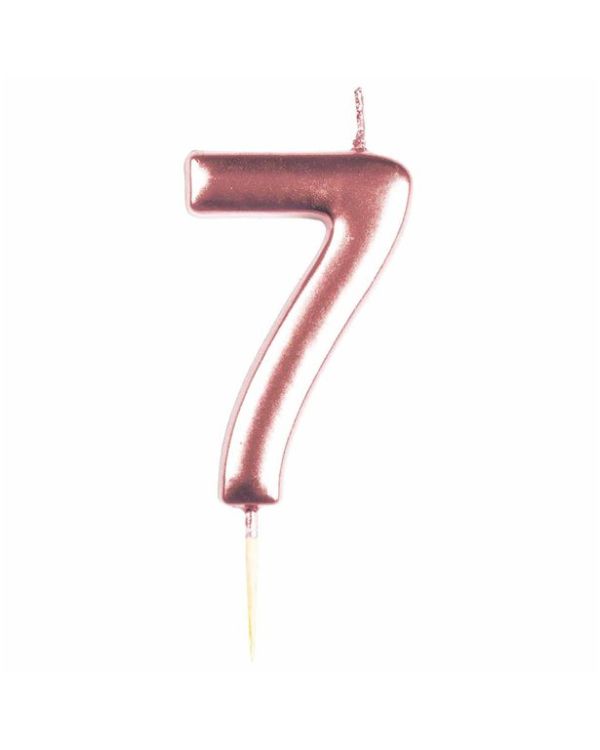 Number 7 Rose Gold Candle