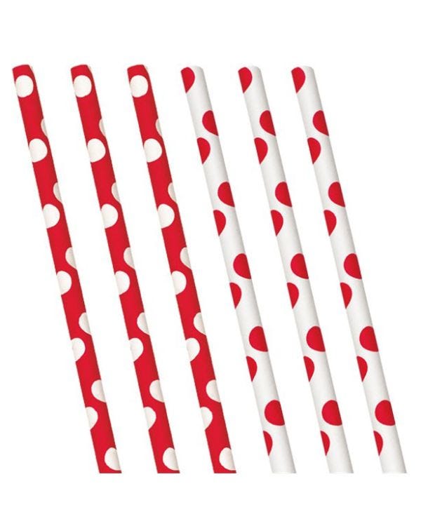 Red Polka Dot Paper Straws (10pk)