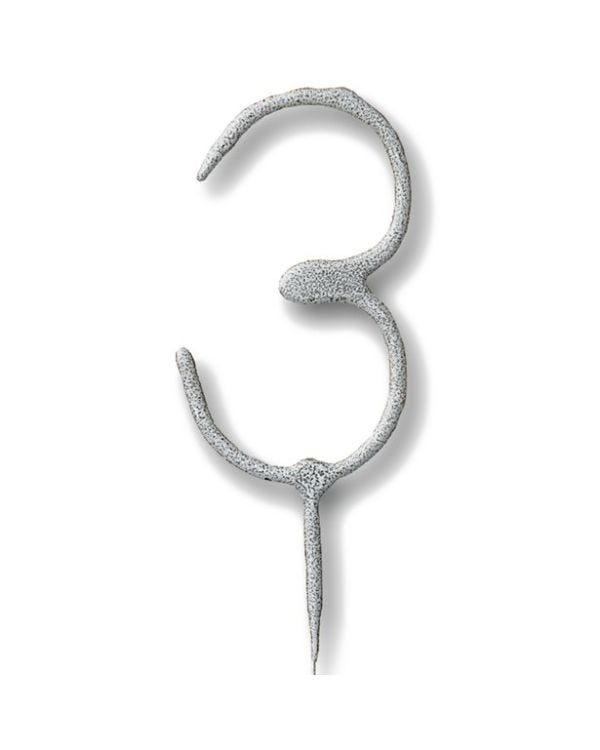 Silver Number 3 Sparkler Candle - 7&quot;