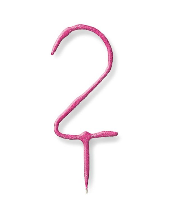 Pink Number 2 Sparkler Candle - 7&quot;