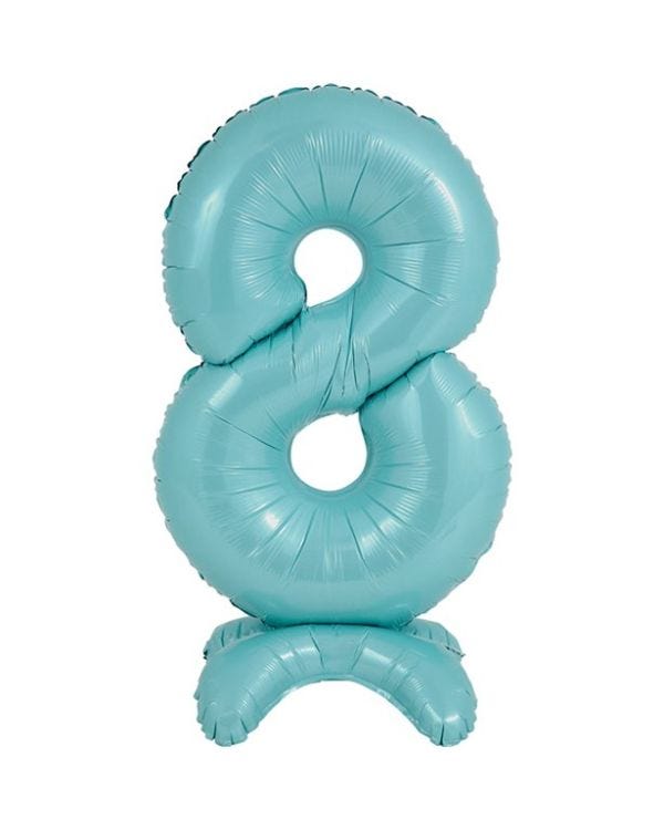 Number 8 Standing Pastel Blue Balloon - 25&quot; Foil